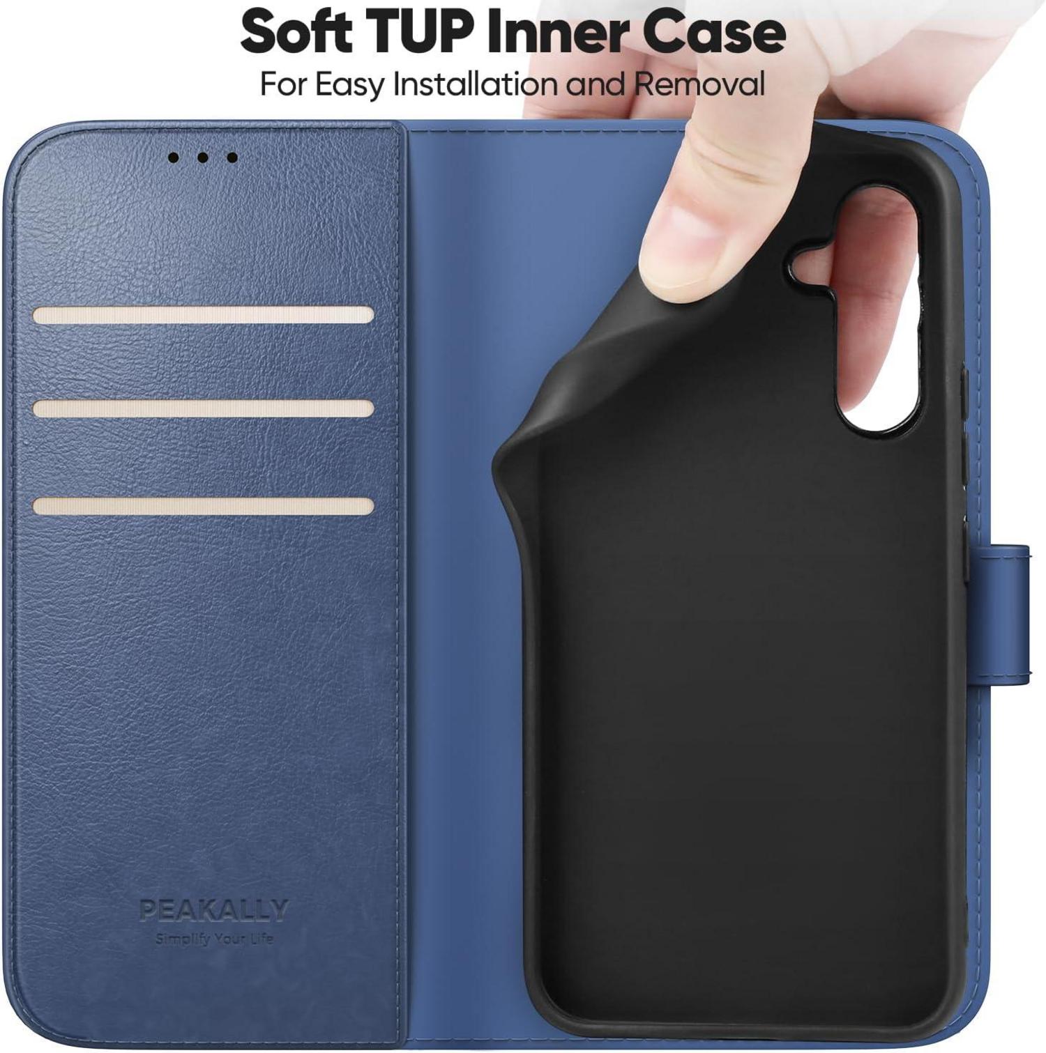 Handyhülle Samsung Galaxy A55 5G Magnet PU Leder RFID Ständer Hellblau