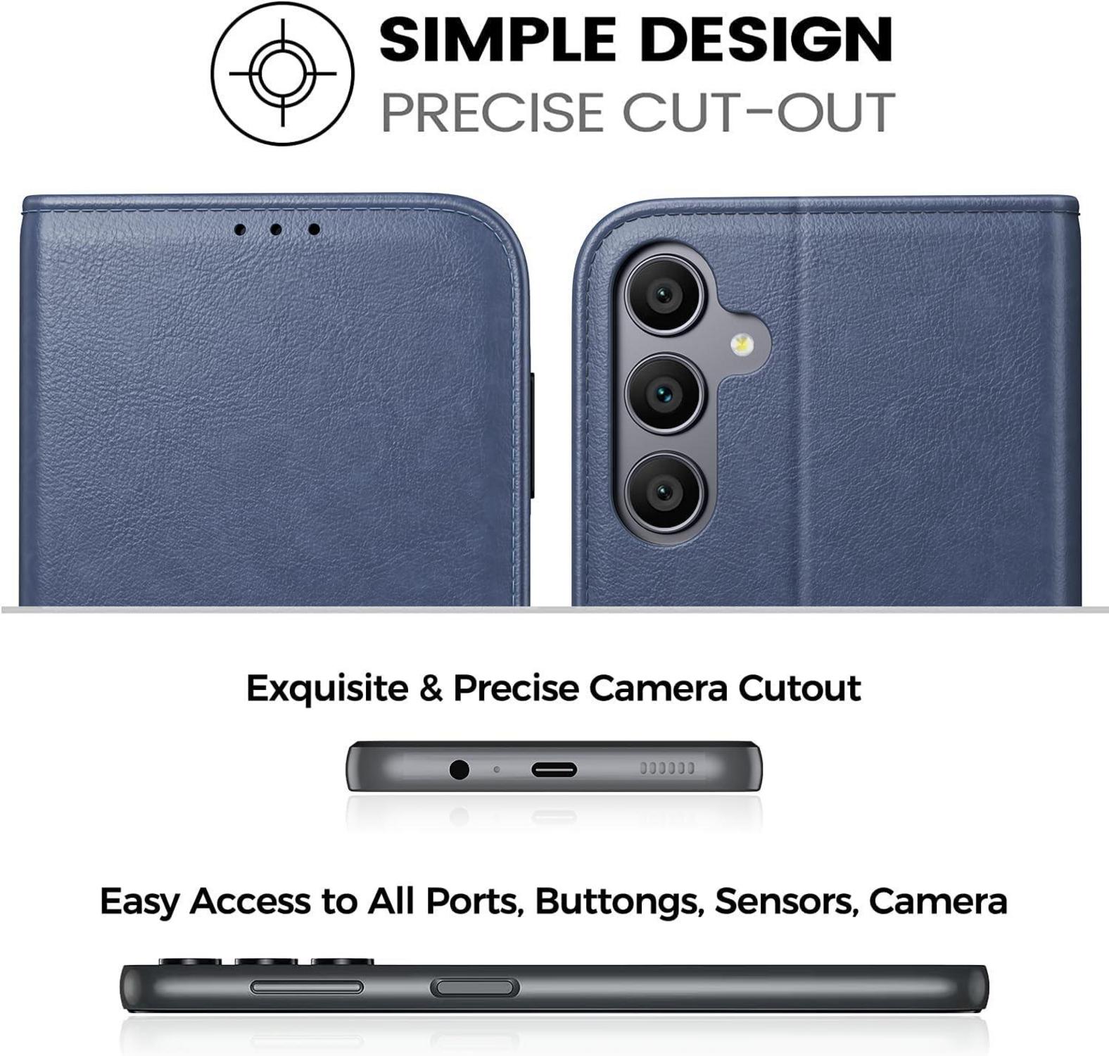 Handyhülle für Samsung Galaxy A55 5G - PU Leder - RFID - Ständer - Hellblau