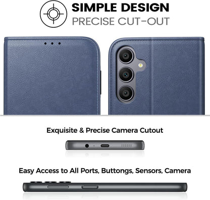 Handyhülle für Samsung Galaxy A55 5G - PU Leder - RFID - Ständer - Hellblau