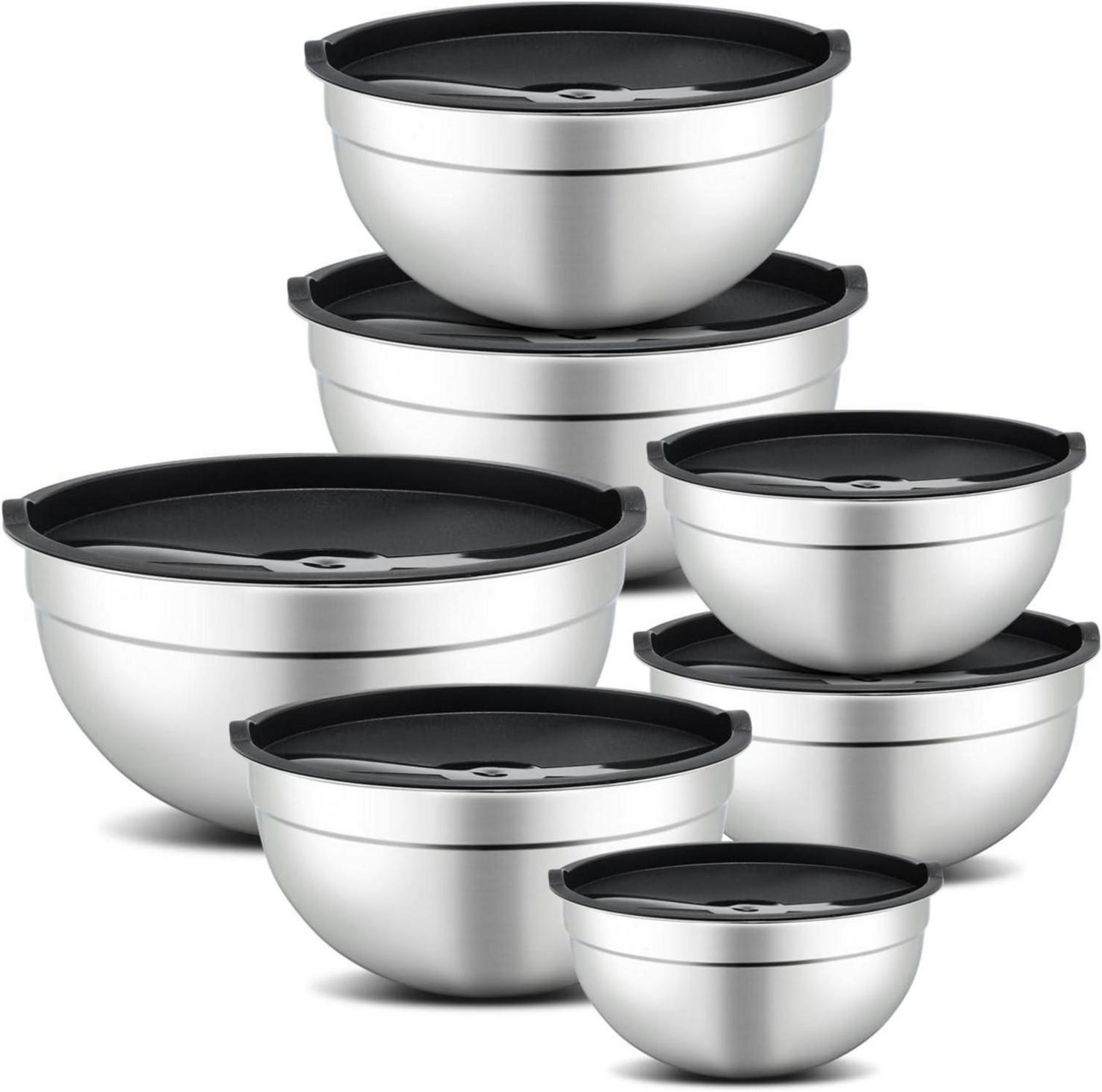 Edelstahl Rührschüssel 7-teiliges Set mit Deckel 4.5L - 0.7L