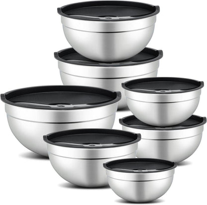 Edelstahl Rührschüssel 7-teiliges Set mit Deckel 4.5L - 0.7L