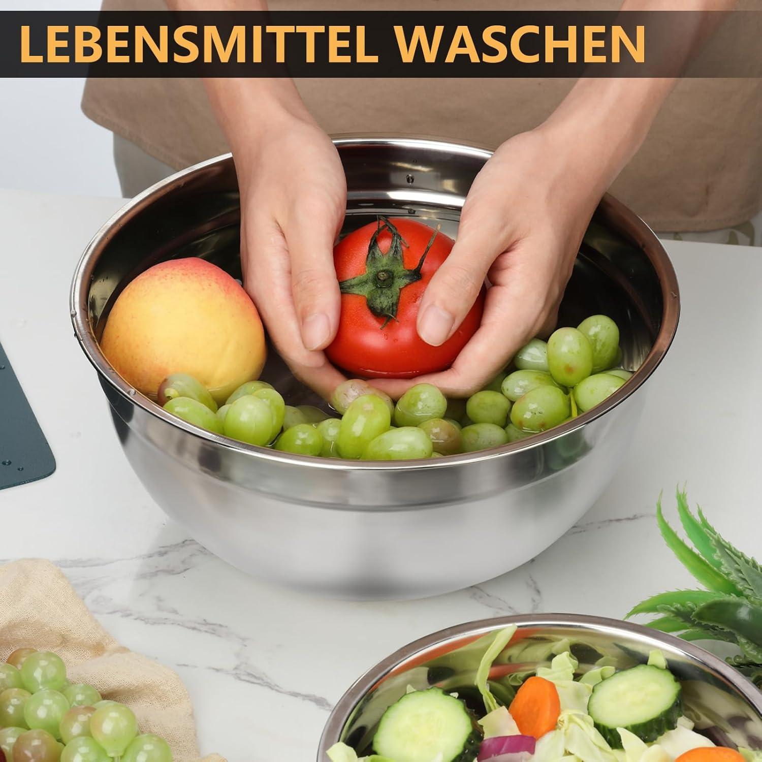 Hunnycook Rührschüssel Set Edelstahl Salatschüssel Stapelbar Spülmaschinenfest
