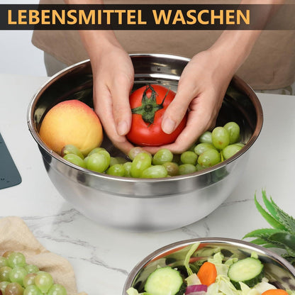 Hunnycook Rührschüssel Set Edelstahl Salatschüssel Stapelbar Spülmaschinenfest
