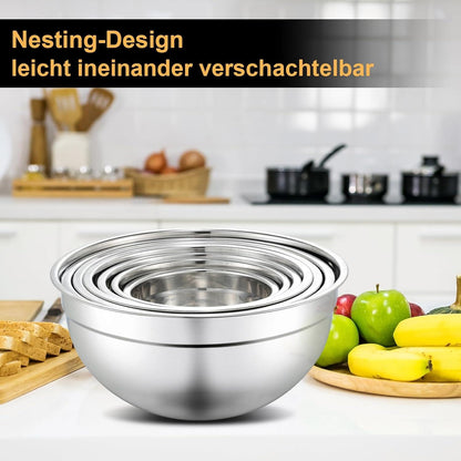 Hunnycook Rührschüssel Set Edelstahl Salatschüssel Stapelbar Spülmaschinenfest