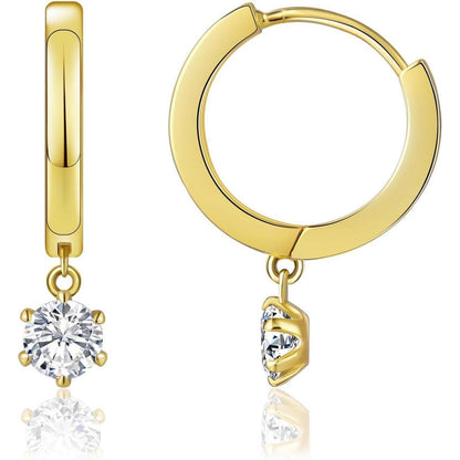 Silber Creolen Damen mit Moissanite/Zirkonia Anhänger 925