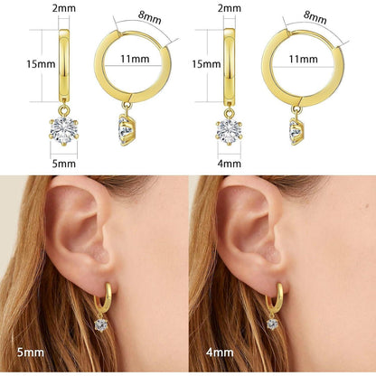 Silber Creolen Damen mit Moissanite/Zirkonia Anhänger 925