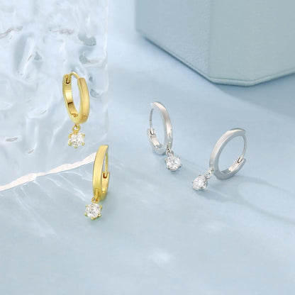 Silber Creolen Damen mit Moissanite/Zirkonia Anhänger 925