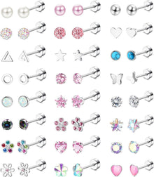 24 Paar Hypoallergene Ohrringe Chirurgenstahl Zirkonia Opal Blume
