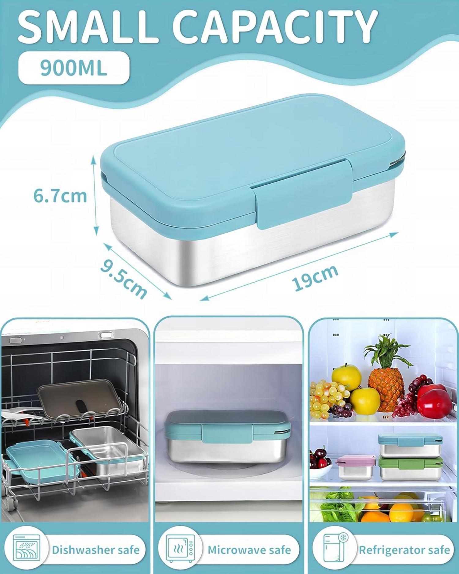 Bugucat Kinder Edelstahl Lunchbox 900ML mit Trennwänd Blau