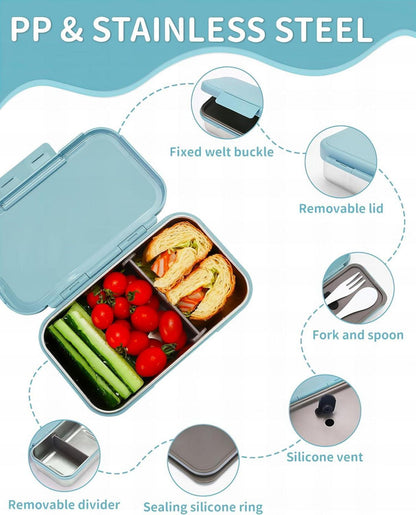 Edelstahl Lunchbox mit Trennwänden auslaufsicher für Kinder