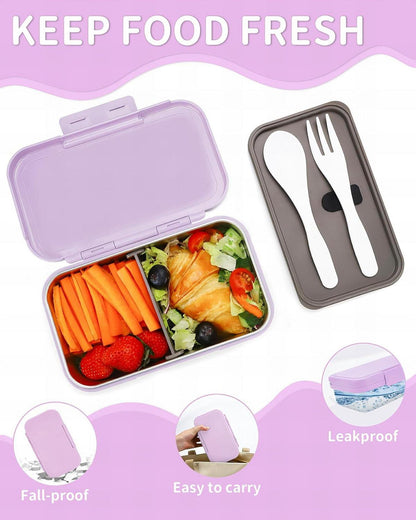 Kinder Lunchbox aus Edelstahl mit Trennwänden 900ML lila