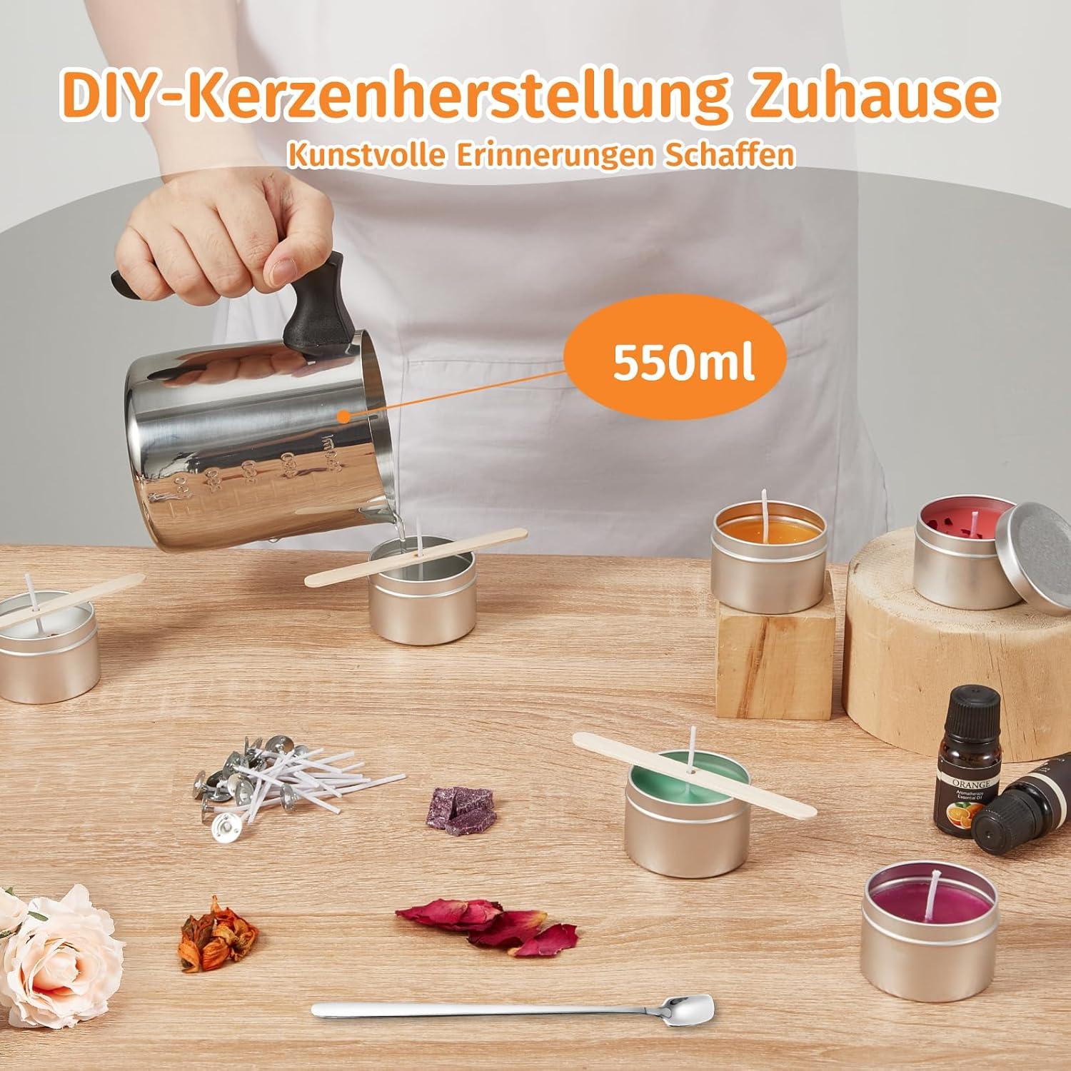 DIY Kerzenherstellung Set Sojawachs Dosen Farbstoffe Blumen Öle 41-teilig