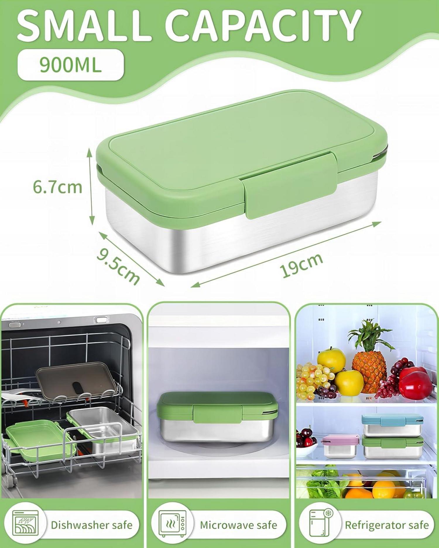 Bugucat Kinder Lunchbox Edelstahl 900ML mit Trennwänd Grün