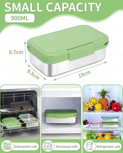 Bugucat Kinder Lunchbox Edelstahl 900ML mit Trennwänd Grün