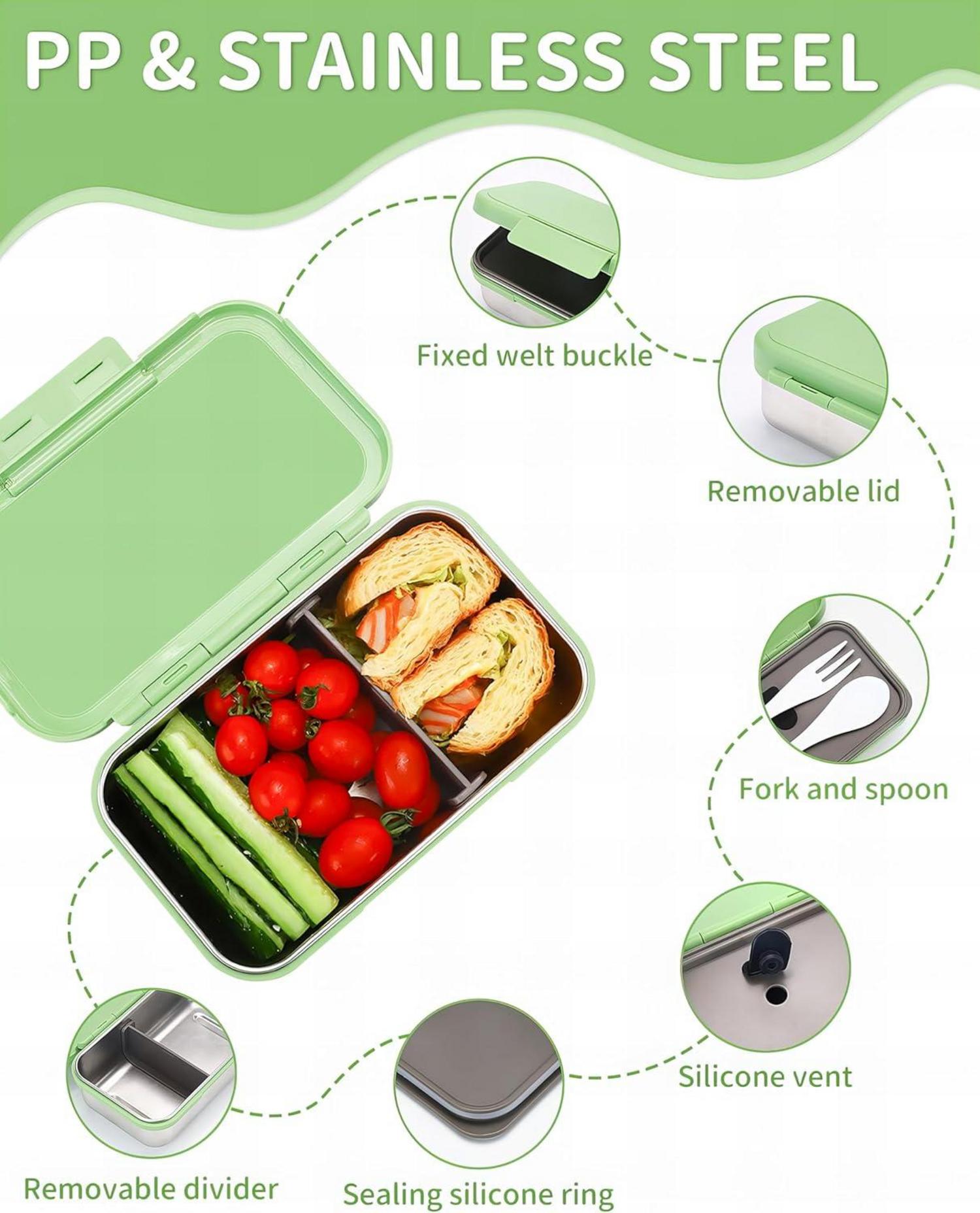 Kinder Brotdose Edelstahl Lunchbox Trennwände 900ML Snackbox