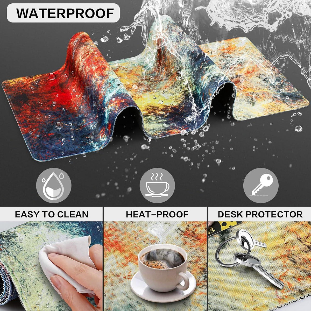 Gaming Mauspad XXL 900x400mm Wasserdicht Anti-Rutsch Vernähte Kanten