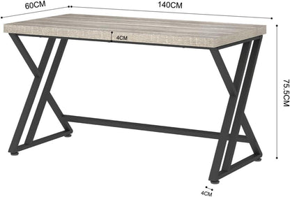 Studiertisch Industrie Design Grau Schwarz 140x60x75.5 cm