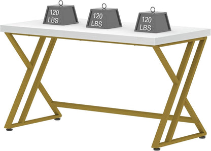Schreibtisch Industrie Design Weiß 140x60x75.5 cm Arbeitsplatz