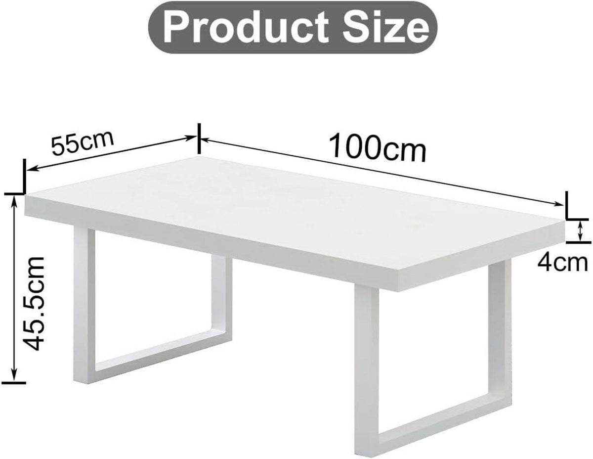 Weißer Couchtisch Modern Holz Metallgestell 100x55x45.5 cm