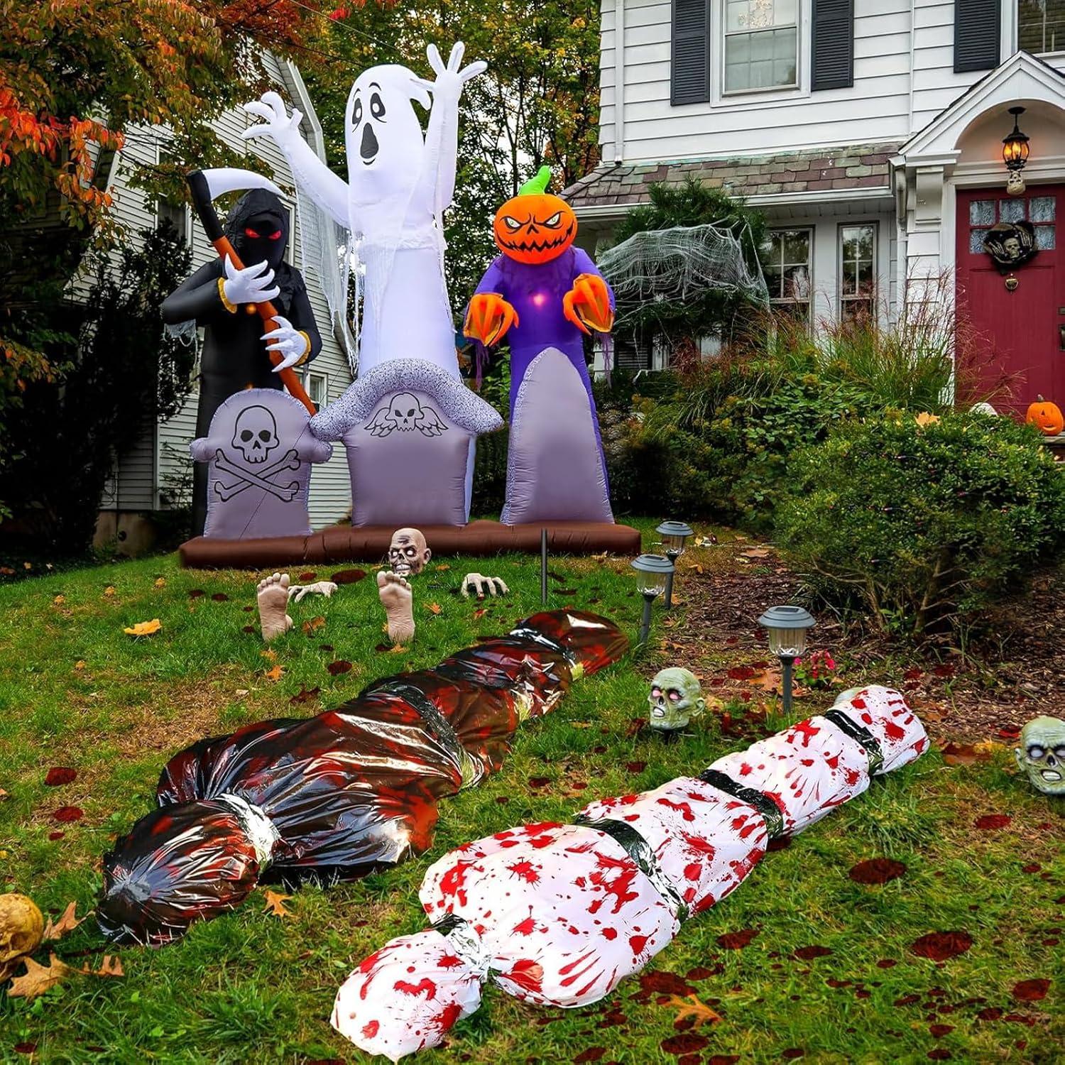 Halloween Deko Leichensack Weiß Aufblasbar Gefälschte Leiche 2024 Neu