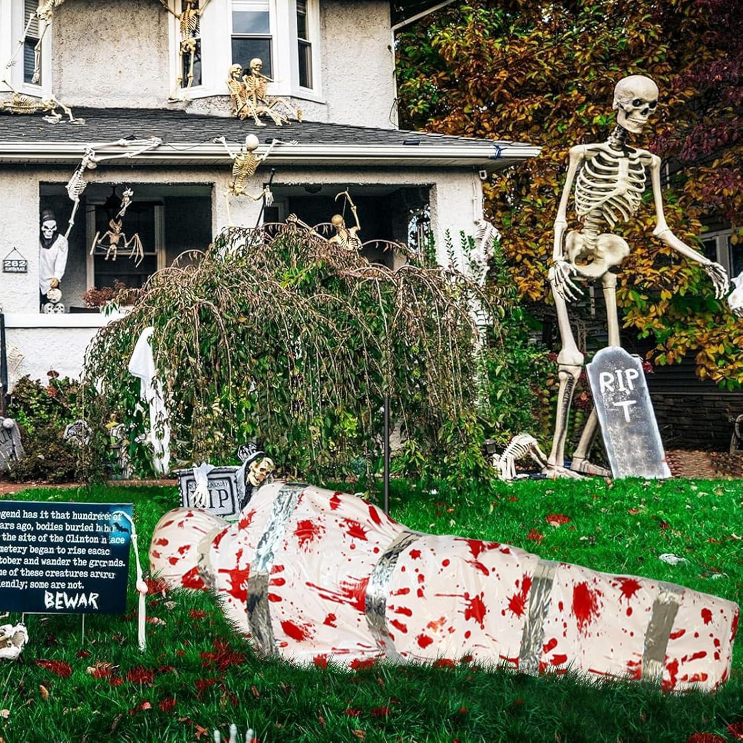 Halloween Deko Leichensack Weiß Aufblasbar Gefälschte Leiche 2024 Neu