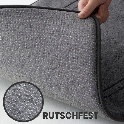 5-teiliges Badezimmerteppich Set Dunkelgrau – Weich & Rutschfest