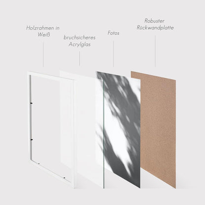 Bilderrahmen 15x15cm Weiß Holz 3er Set Quadratisch Fotorahmen MDF
