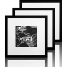 Schwarze Holz Bilderrahmen 20x20cm 3er Set mit Passepartout