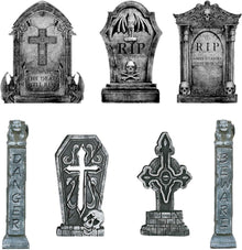 7er Set Halloween Grabstein Outdoor Deko Friedhof Grusel Party