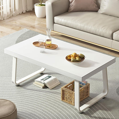 Modernes Couchtisch Weiß Holz 100x55x46.5 cm Wohnzimmertisch