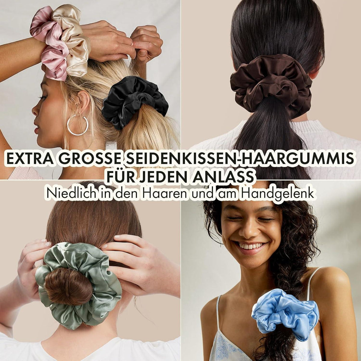 LILYSILK Damen Jumbo Haargummi Maulbeerseide Schwarz