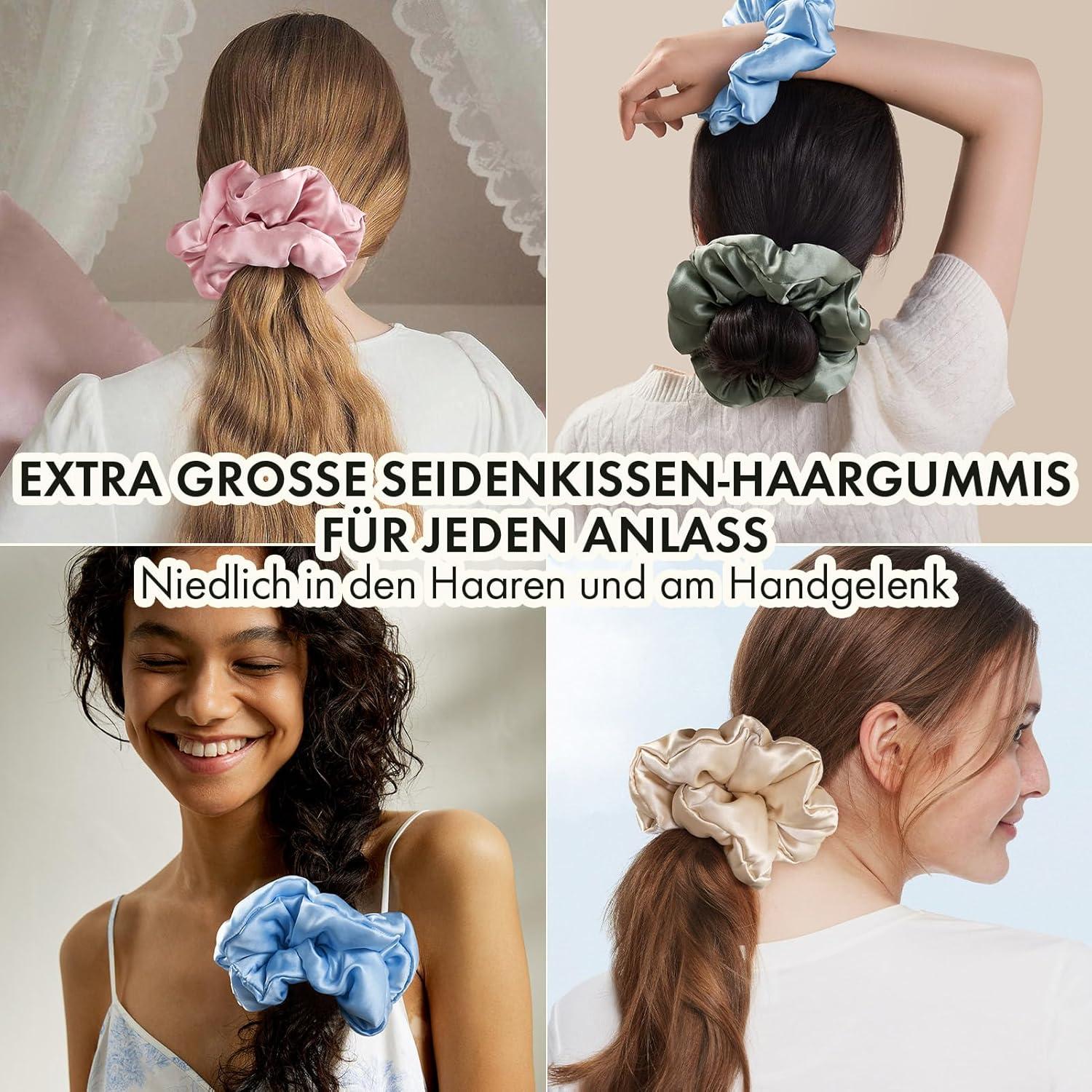 Jumbo Haargummi Frauen Seide groß Maulbeerseide Eisblau