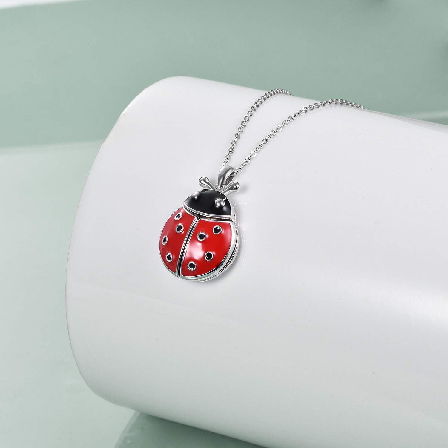 VONALA Marienkäfer Medaillon Halskette Sterling Silber 925 Damen Geschenk