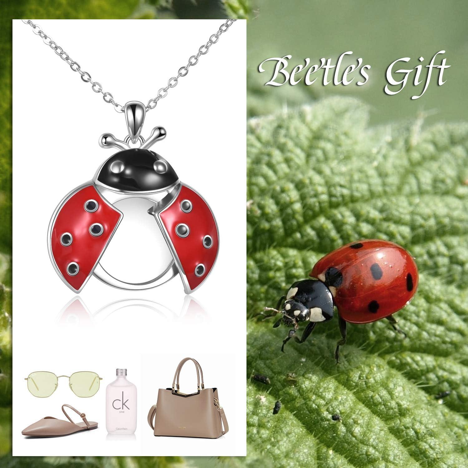 Marienkäfer Medaillon Halskette Sterling Silber für Damen - Geschenke