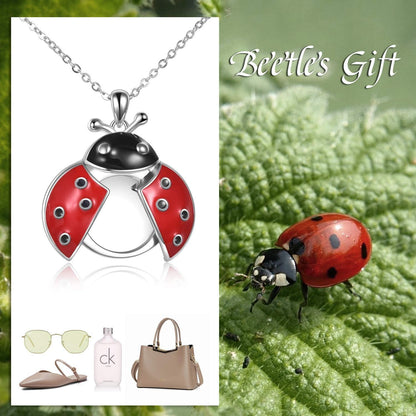Marienkäfer Medaillon Halskette Sterling Silber für Damen - Geschenke