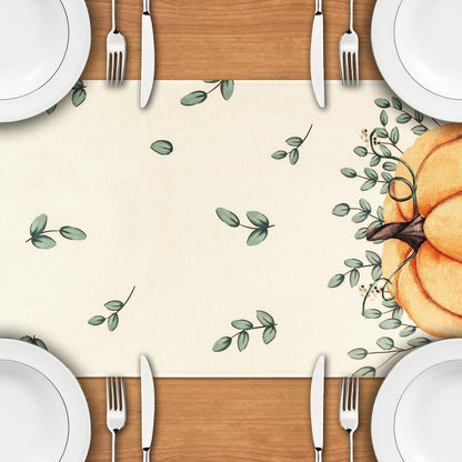 Herbst Tischläufer Kürbis Design 40x180cm Leinen