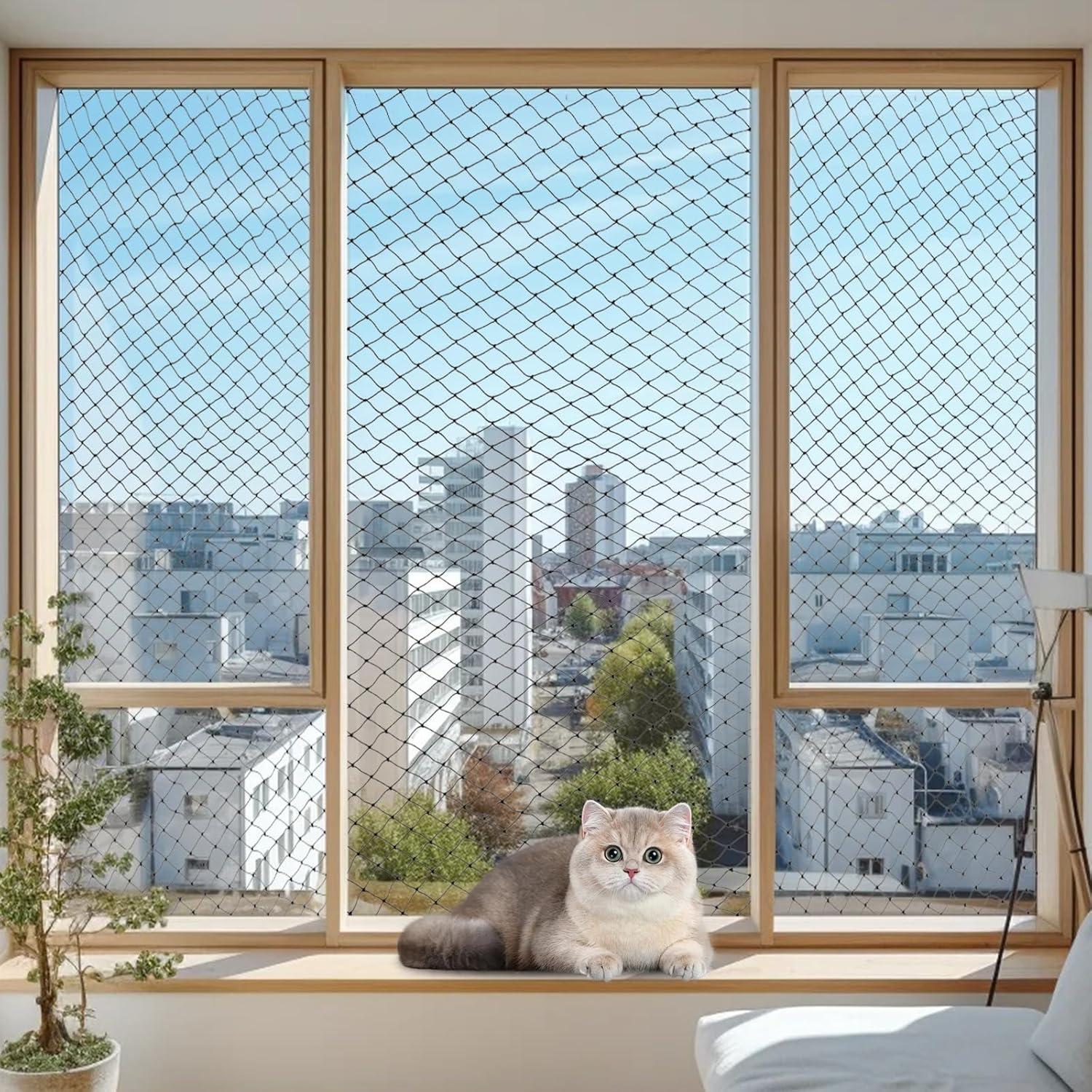 Gekufa Katzennetz 8x3m für Balkon - Drahtverstärktes