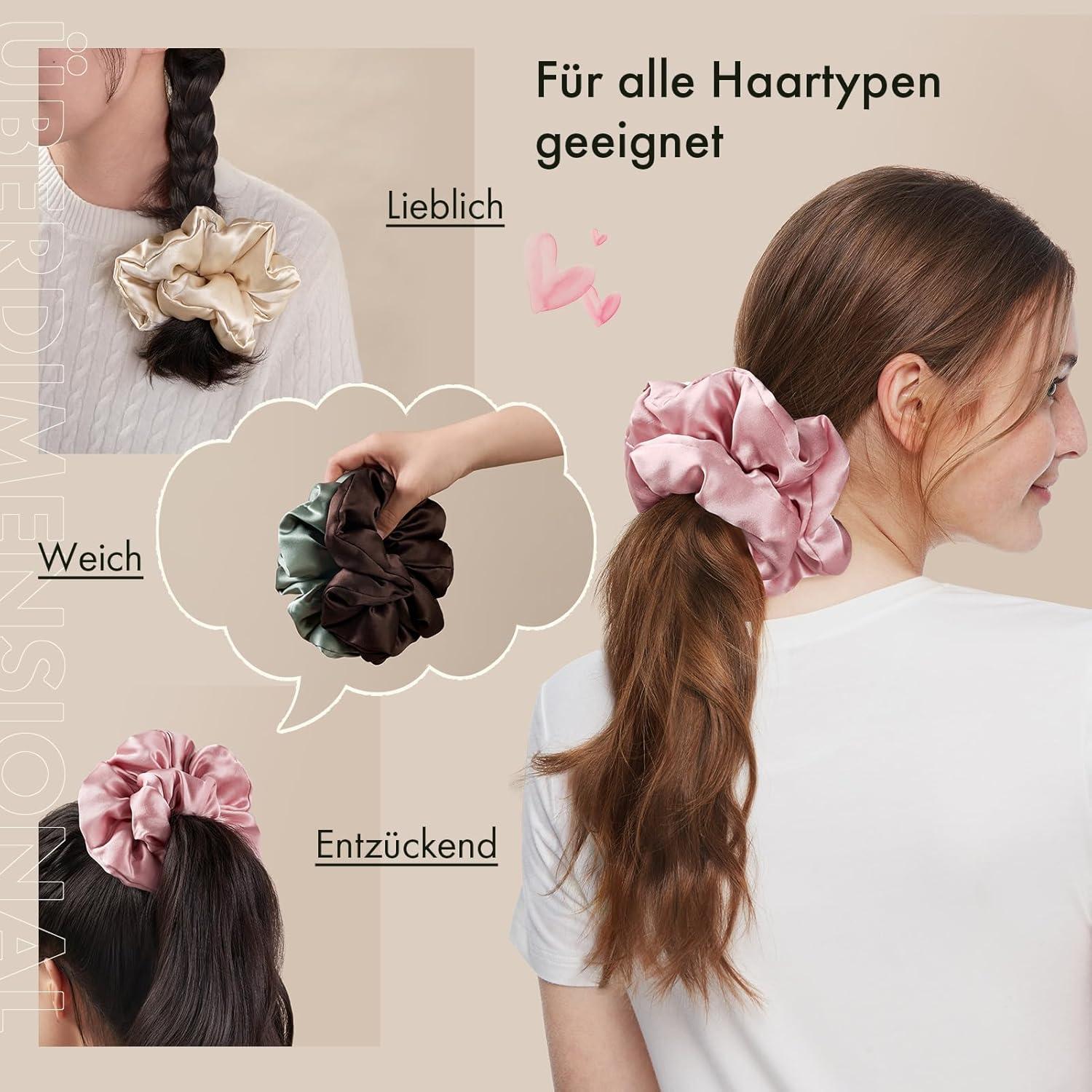 Damen Jumbo Haargummi Maulbeerseide Schwarz Luxus Geschenk