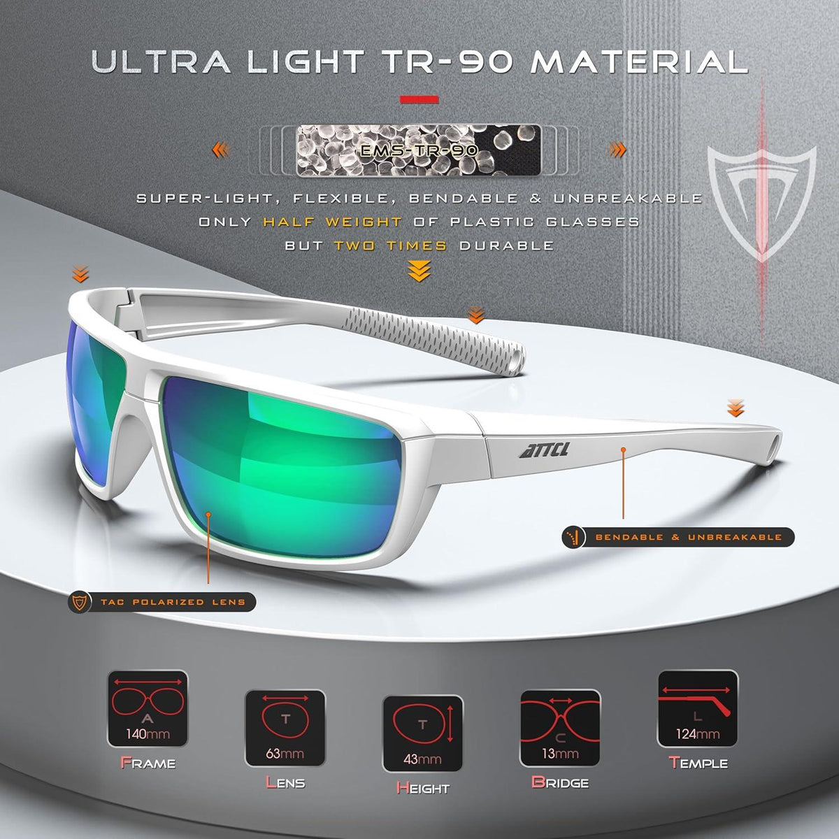 Polarisierte Herren Sonnenbrille UV-Schutz TR90 Rahmen Wrap