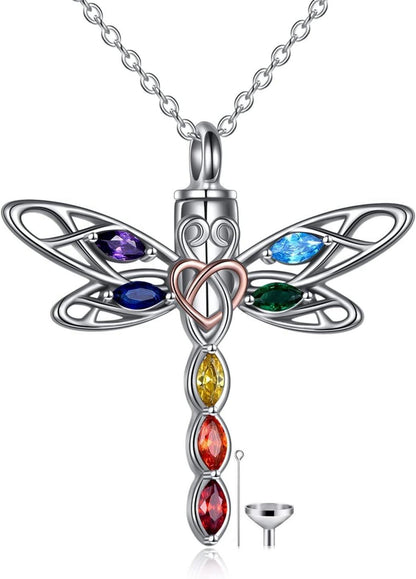 VONALA Dragonfly Urne Halskette 925 Sterling Silber Chakra Libelle