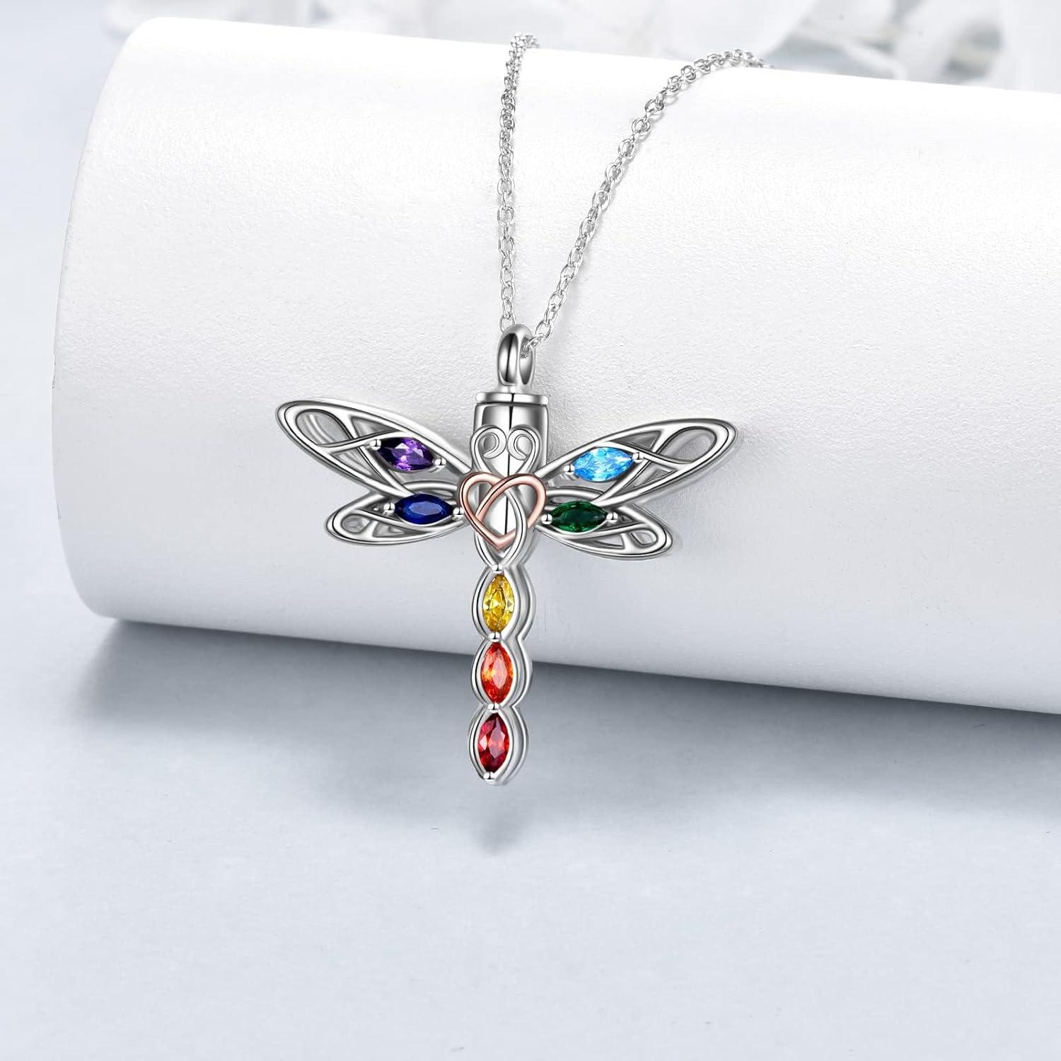 VONALA Dragonfly Urne Halskette 925 Sterling Silber Chakra Libelle