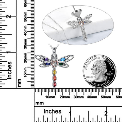 VONALA Dragonfly Urne Halskette 925 Sterling Silber 7 Chakra Libelle Kremation
