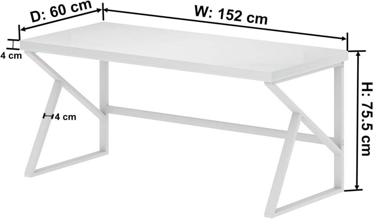 Schreibtisch PC Tisch Bürotisch Weiß Holz Modern 152x60cm