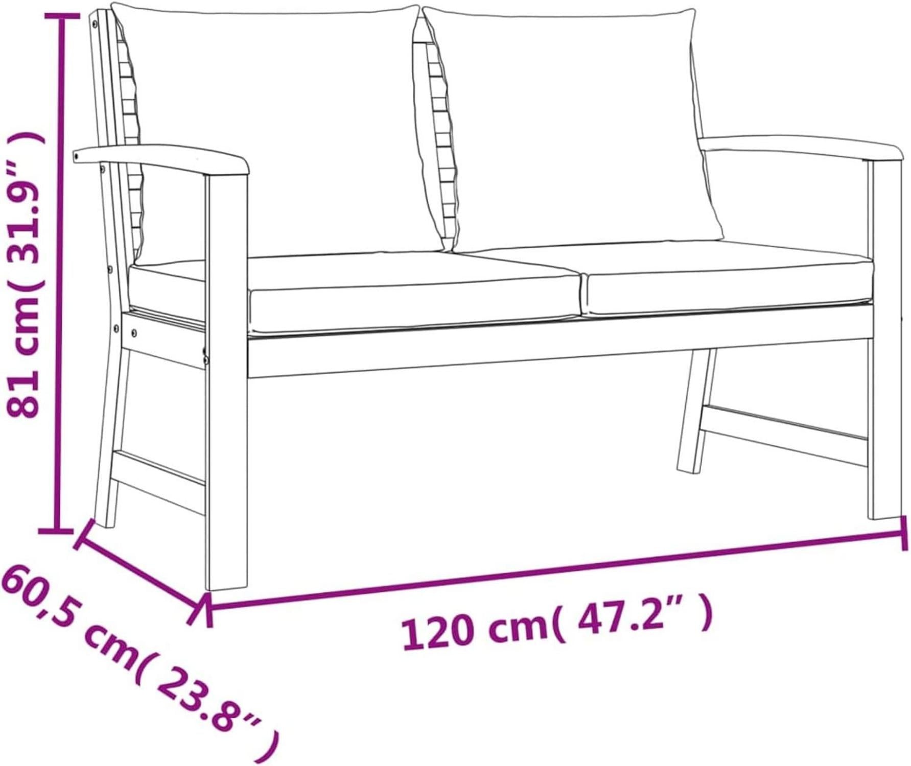 Festnight Balkon Lounge Set Holz 4 Personen Gartenmöbel Sofa Tisch