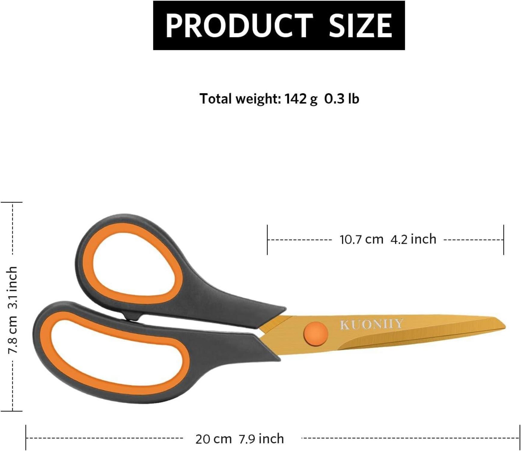 KUONIIY Schere 20,3 cm Titan-Beschichtung Soft-Grip 6 Stück