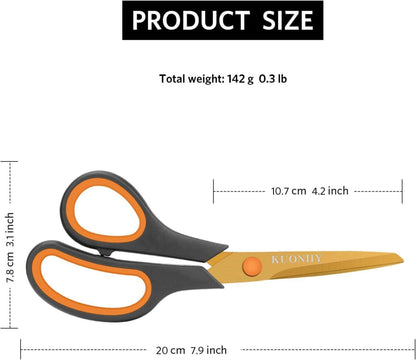 KUONIIY Schere 20,3 cm Titan-Beschichtung Soft-Grip 6 Stück
