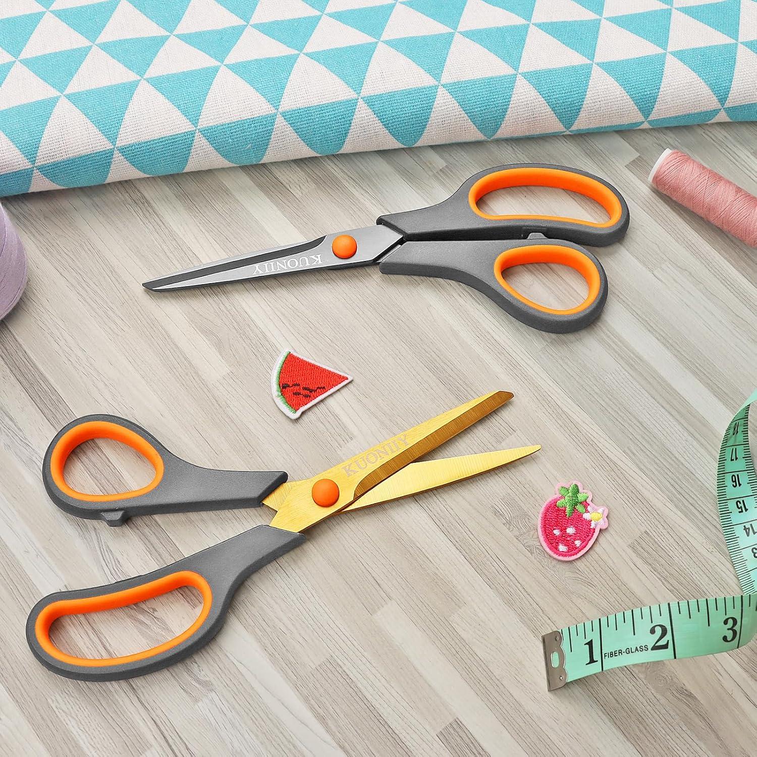 KUONIIY Schere 20,3 cm Titan-Beschichtung 6er Set Soft-Grip-Griffe