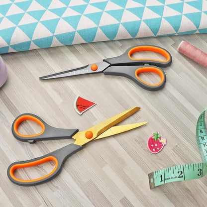 KUONIIY Schere 20,3 cm Titan-Beschichtung 6er Set Soft-Grip-Griffe