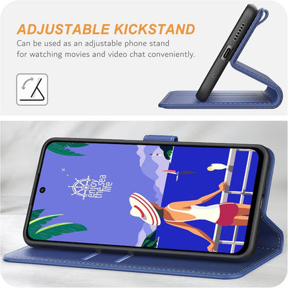 Hochwertige Handyhülle Xiaomi Redmi 13 4G Leder Blau Standfunktion