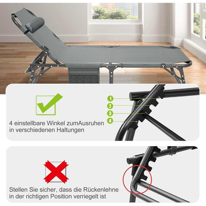 Klappbare Sonnenliege 2er Set mit Matratze und
